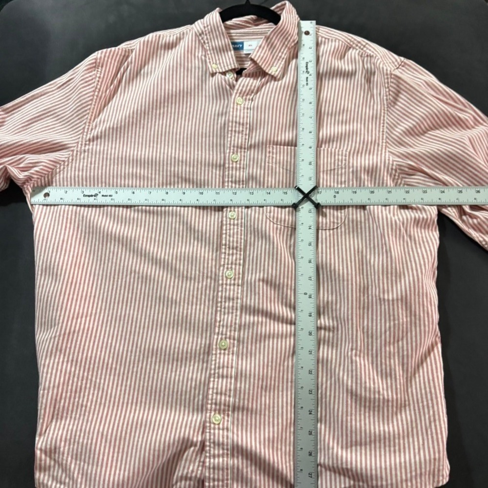 Old Navy Red Striped Everyday Button Down Shirt - Picture 3 of 5
